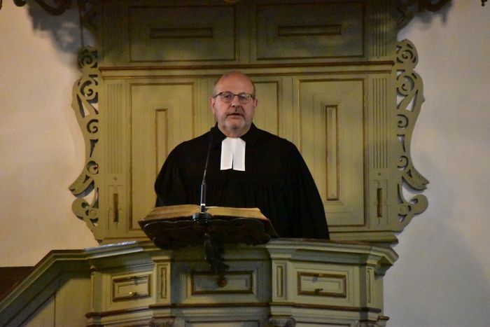 Hans-Peter Marker auf der Kanzel. Foto: Rainer Nix