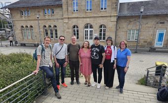 Das Organisationsteam, v.l.: Johannes Sabel, Ludger Hiepel, Philipp Brockkötter, Simone Pelikan, Mouhanad Khorchide, Amina Kišić, Esther Brünenberg-Bußwolder. Foto: K. Kuhn