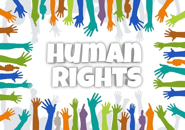 Das Foto zeigt den Schriftzug "Human Rights"